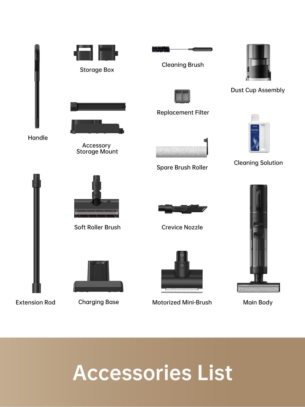 DREAME H12 Dual Vacuum Mop, 4-in-1 Cordless Vacuum Mop Combo, Wet Dry Vacuum Cleaner for Hard Floor, Cordless Vacuum for Multi-Surface, One-Step Self Cleaning with Hot Air Drying, Black