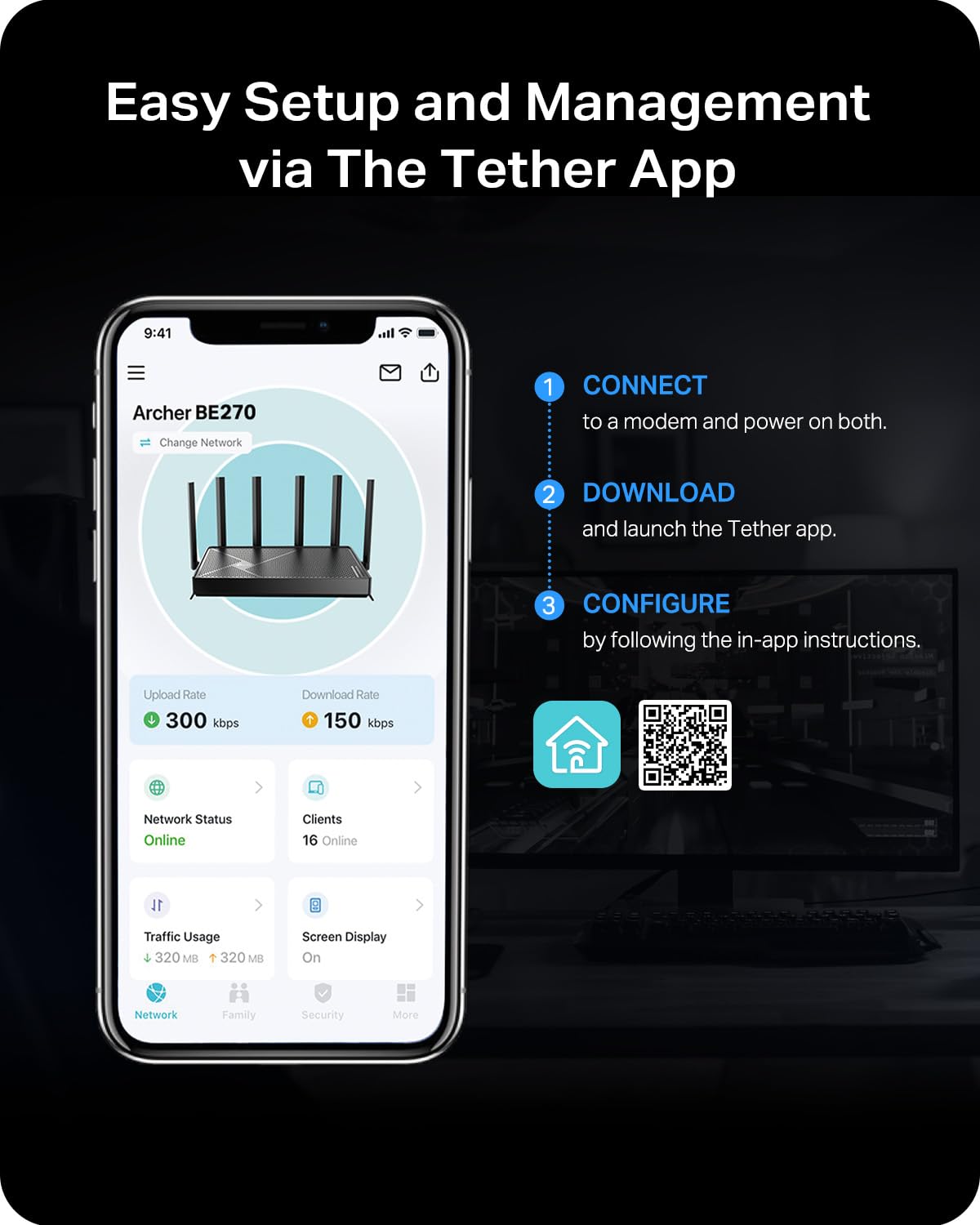 TP-Link BE5000 Dual-Band Wi-Fi 7 Router (Archer BE270)