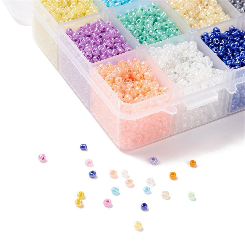 ZSRUIKJN 15 Color Glass Cream Millets Beads Set Handmade Beading Material Jewelry Accessories
