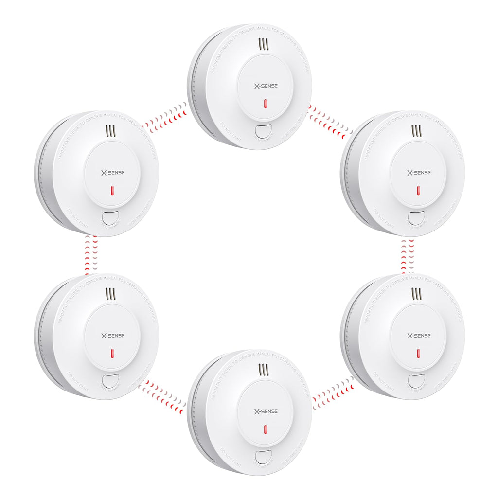 X-Sense Interconnected Smoke Detector, 10-Year Battery, SD19-W, 6-Pack