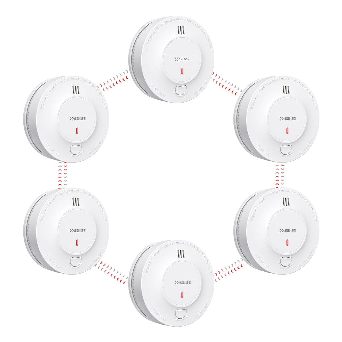 X-Sense Interconnected Smoke Detector, 10-Year Battery, SD19-W, 6-Pack