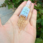 30g Miyuki Delica 11/0 Seed Beads, Translucent 24Kt Gold-Lined Opal DB230