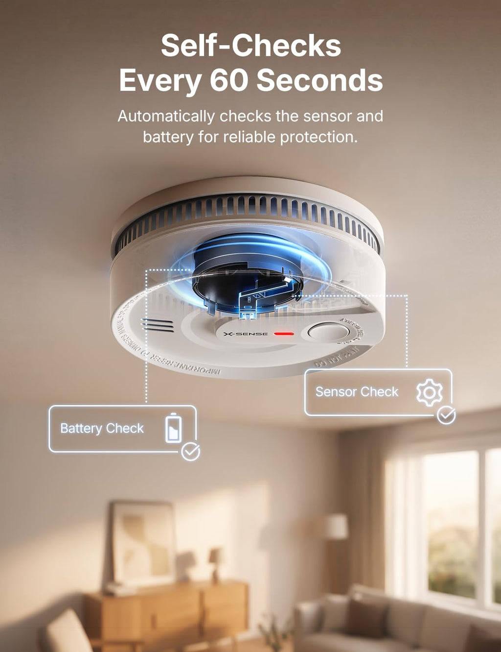 X-Sense Interconnected Smoke Detector, 10-Year Battery, SD20-W, 6-Pack