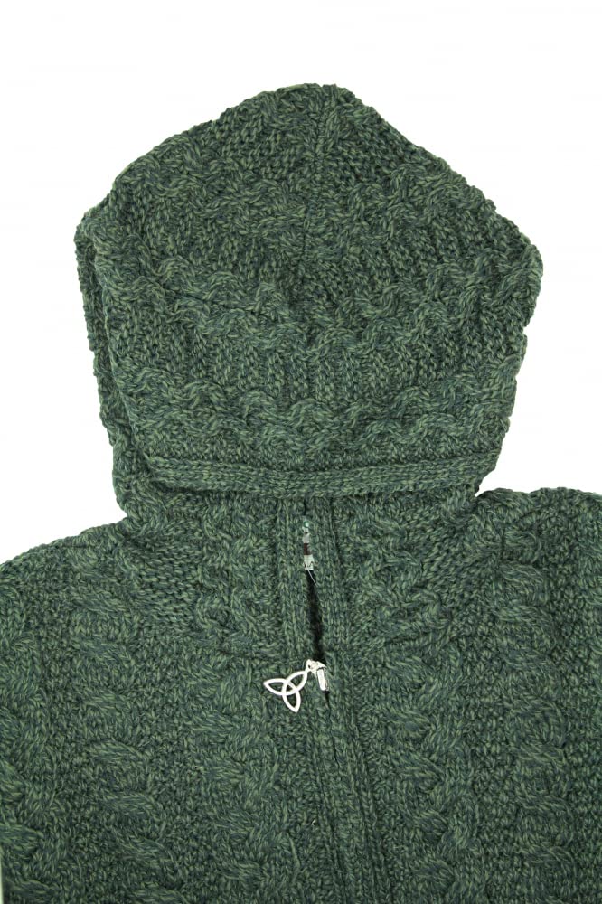 Aran Crafts Irish Women's Cable Knit Hooded Wool Coat (HD4025)