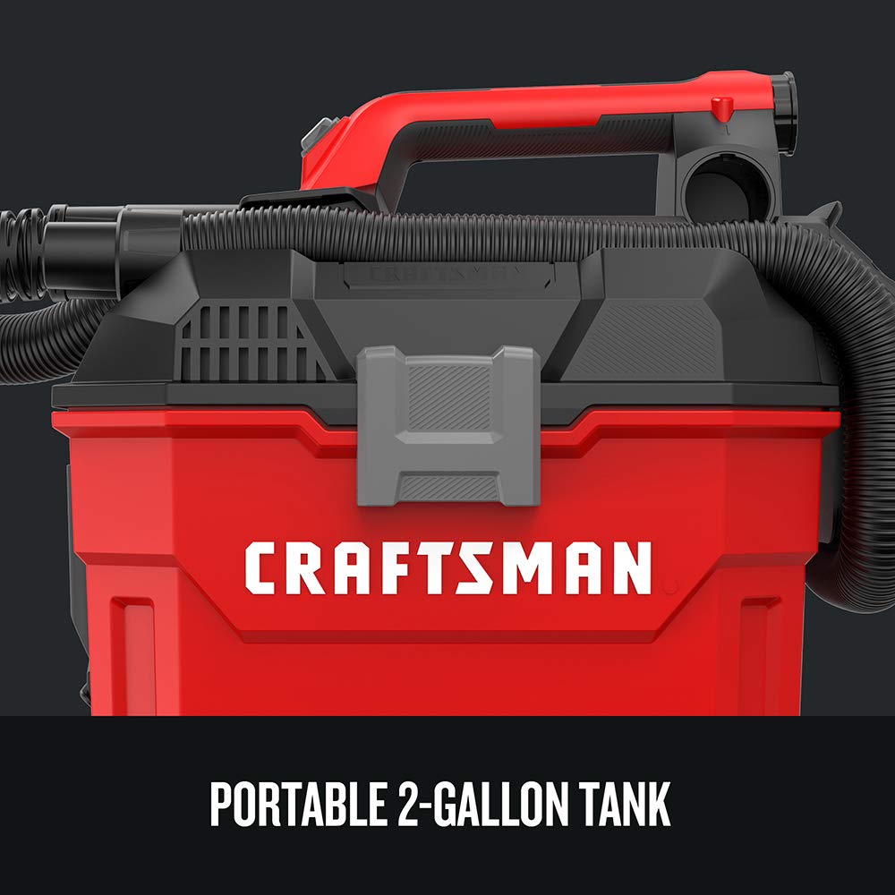 CRAFTSMAN V20 Cordless Vacuum Cleaner, Vac Wet/Dry, 2 Gallon, 7ft Hose, Bare Tool Only (CMCV002B)