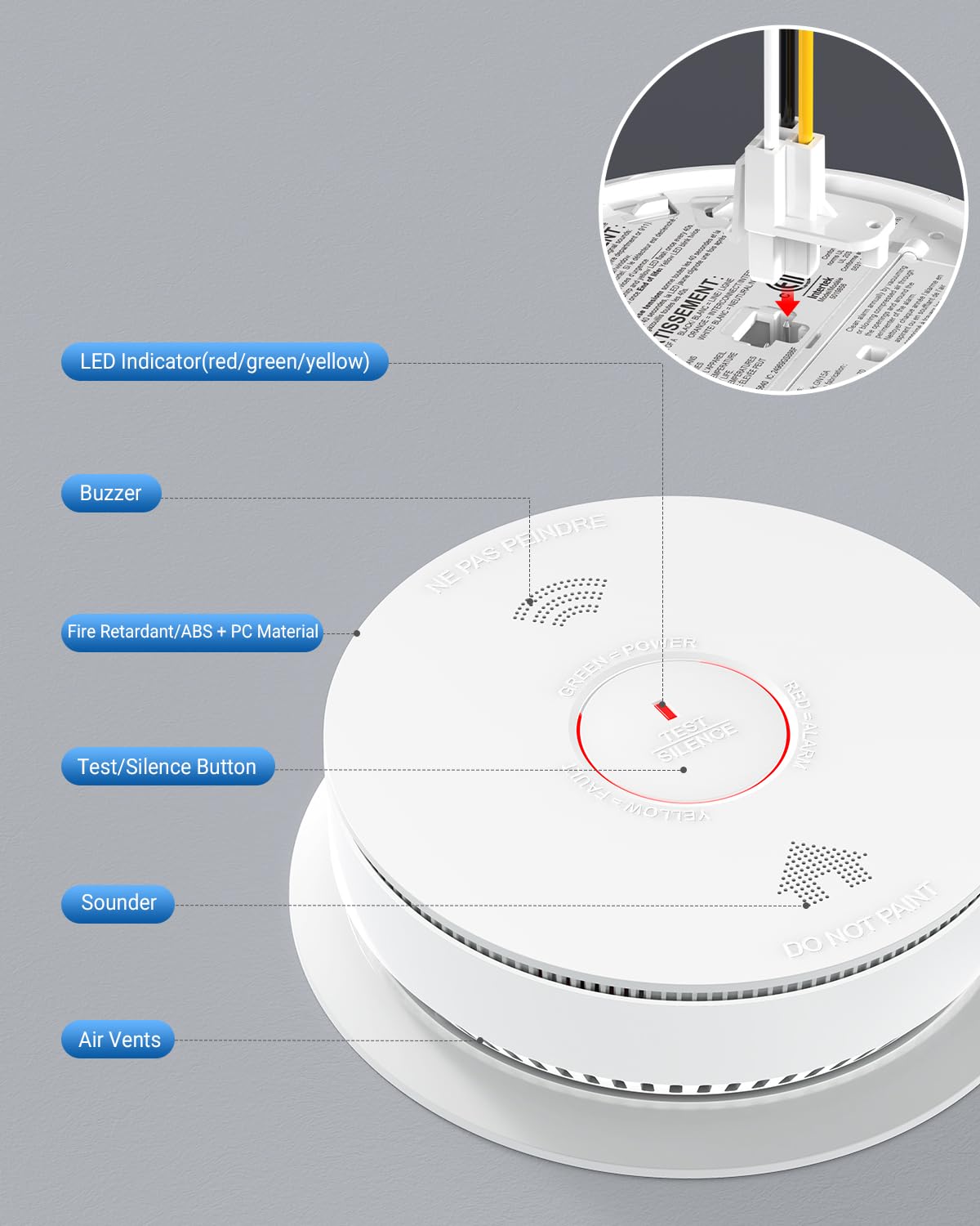 SITERWELL Smoke & CO Detector Interconnected, Hardwired & AA Battery