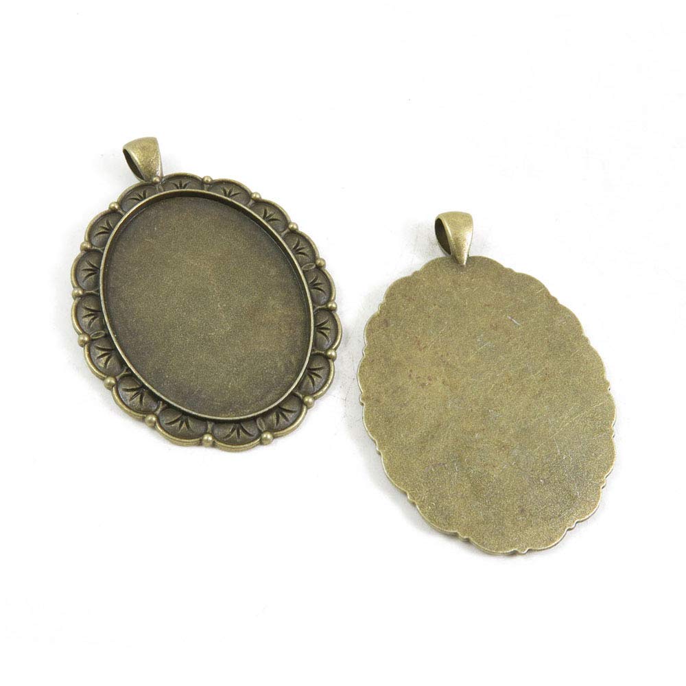 Price per 220 Pieces Antique Bronze Tone Jewelry Charms Findings Arts Crafts Beading Making Charmes H3ZF1S Oval Cabochon Frame Setting 30x40mm