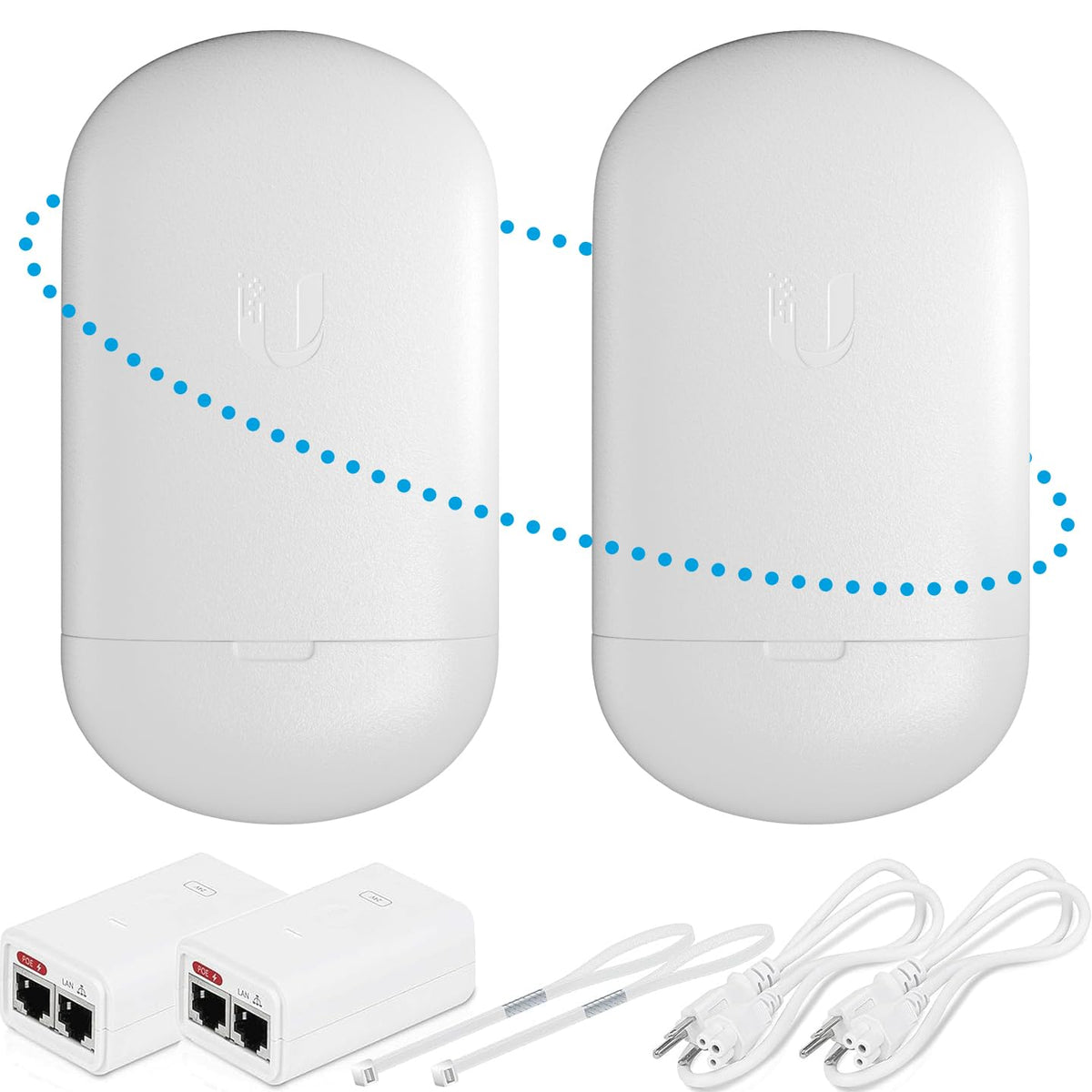 Wireless Bridge LOCO5AC Pre-Configured Bundle of 2, Point to Point Wi-Fi Bridge Outdoor, Plug and Play 450+ Mbps, 5 GHz, 10+ km Link Range