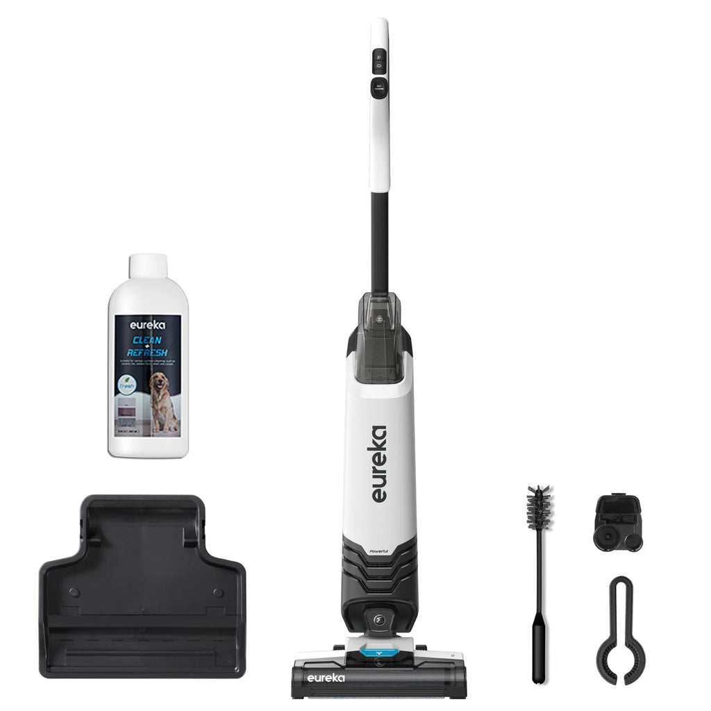 Eureka Wet Dry Vacuum Cleaner Cordless, Mop Vacuum Cleaner with Self-Cleaning System, Lightweight Hardwood Floors Vacuum for Pets and Sticky Messes, Black and White, NEW200