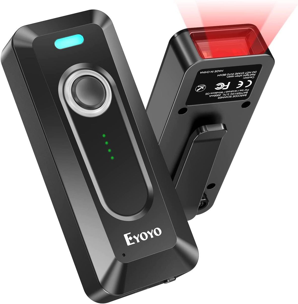 Eyoyo 2-Pack Portable Mini 2D Bluetooth Barcode Scanner Wireless with Clip