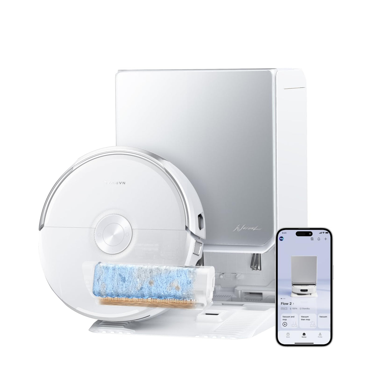 NARWAL Flow 2 Robot Vacuum and Mop Combo, 31000Pa, FlowWash Mop, White