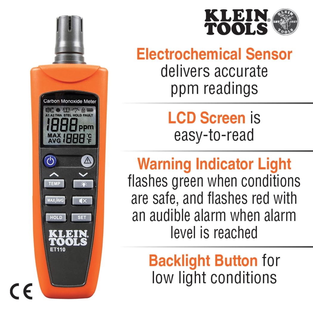 Klein Tools ET110 CO Meter with Exposure Limit Alarm
