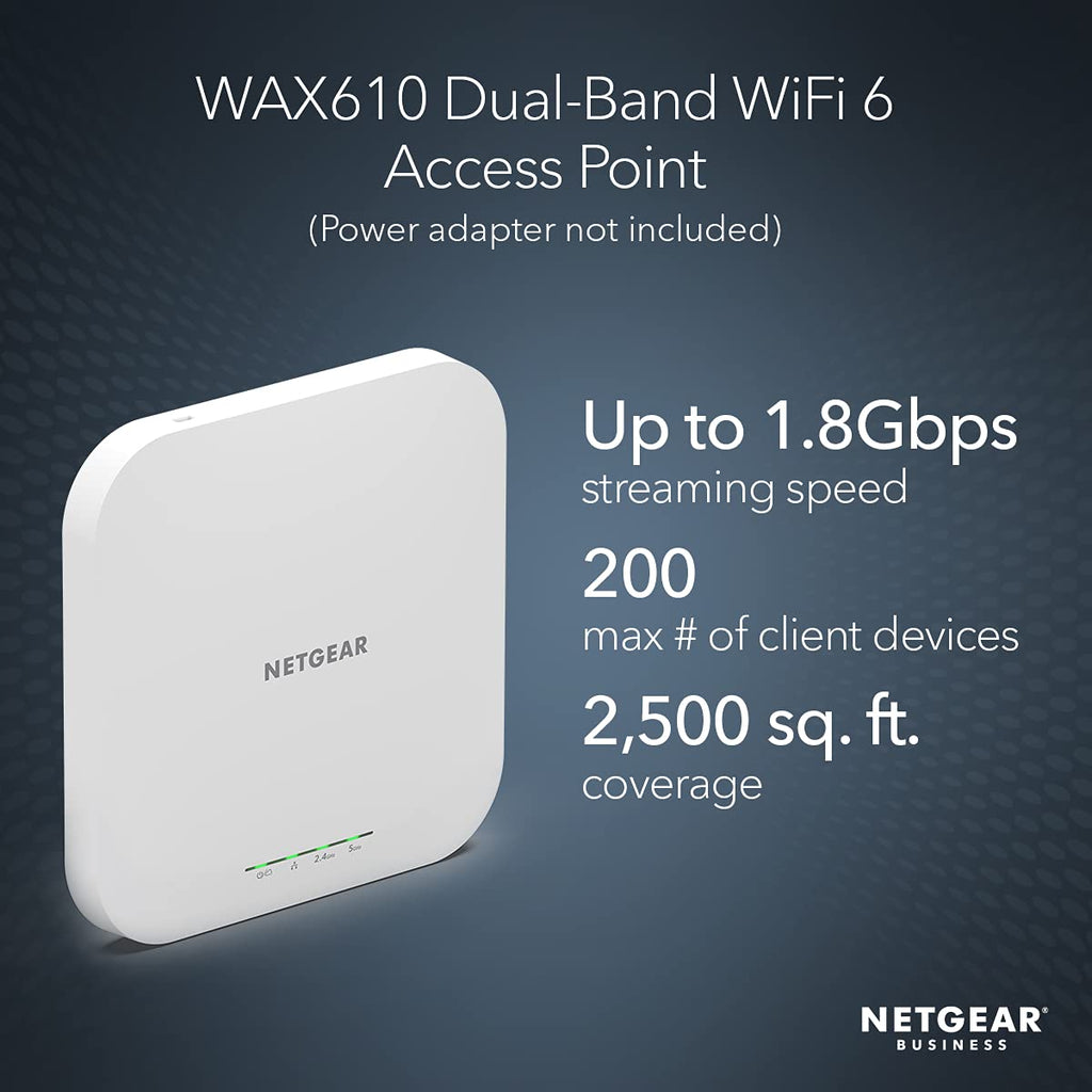 NETGEAR WAX610 Dual-Band WiFi 6 Access Point | GigE, 2.5 GigE | Insight Cloud Management | Cloud Care's 3-Year Warranty SupportPlus Included