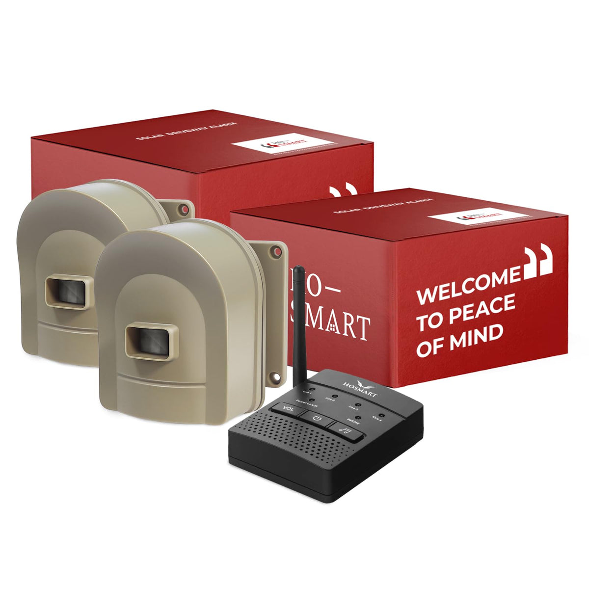 1/2 Mile Hosmart Driveway Alarm Wireless Motion Sensor System | Driveway Sensor Alert System Weatherproof Security Outdoor Detector Protect Outdoor/Indoor Property(1 Receiver & 4 Coffee Sensors)