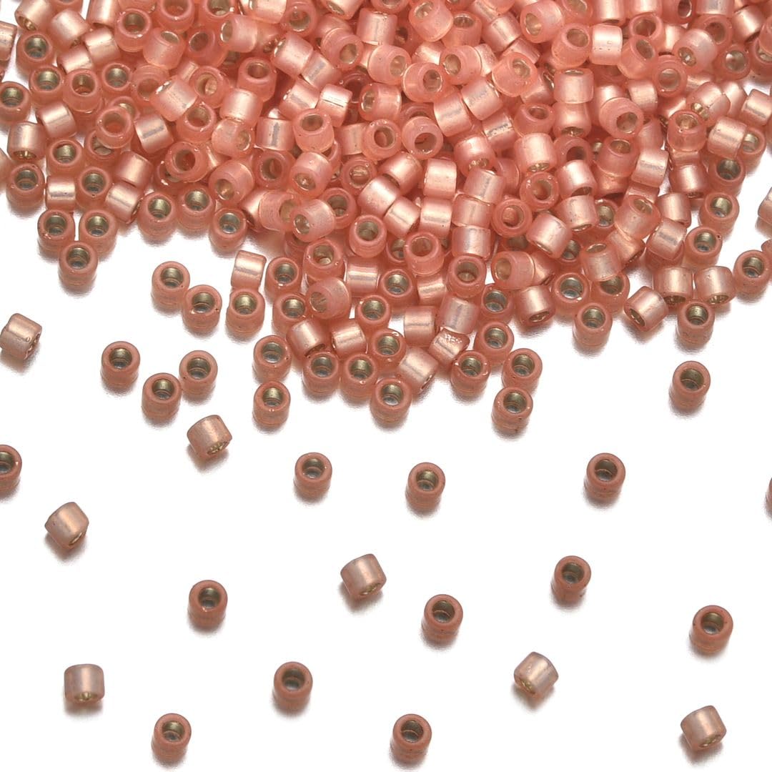 30g Miyuki Delica 11/0 Seed Beads, Translucent 24Kt Gold-Lined Opal DB230