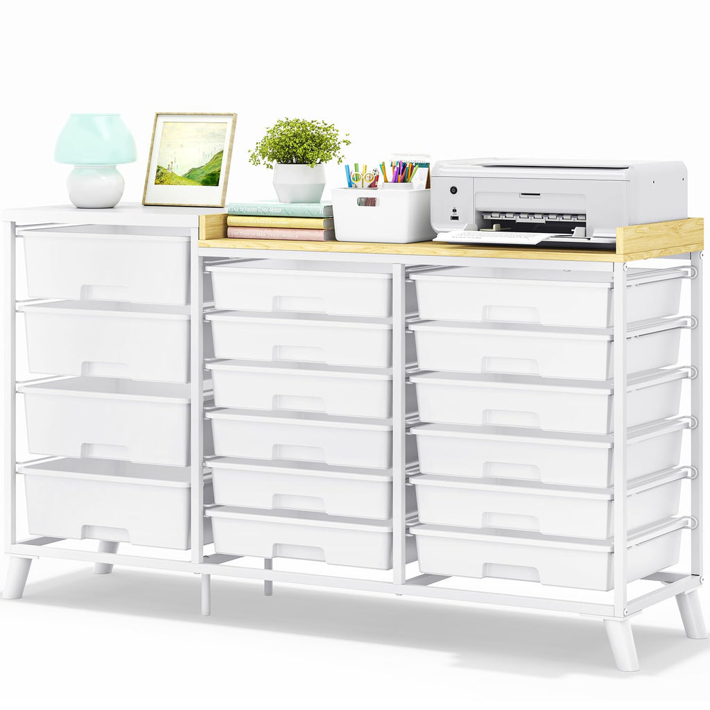 16-Drawer Craft Storage Cabinet with Open Shelves
