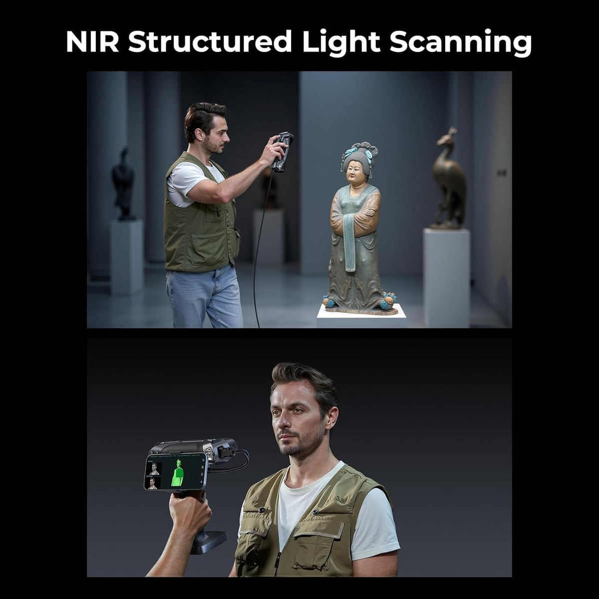 Creality 3D Scanner Raptor X for 3D Printing, 60fps 34 Cross Blue Laser & NIR WiFi 6 Consumer Handheld Scanner 0.02mm Accuracy, 24-Bit Fast Full-Color Scanning for Windows macOS