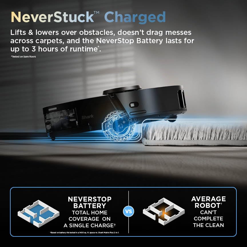 Shark PowerDetect ThermaCharged NeverTouch Pro Robot Vacuum, Black RV2920XE