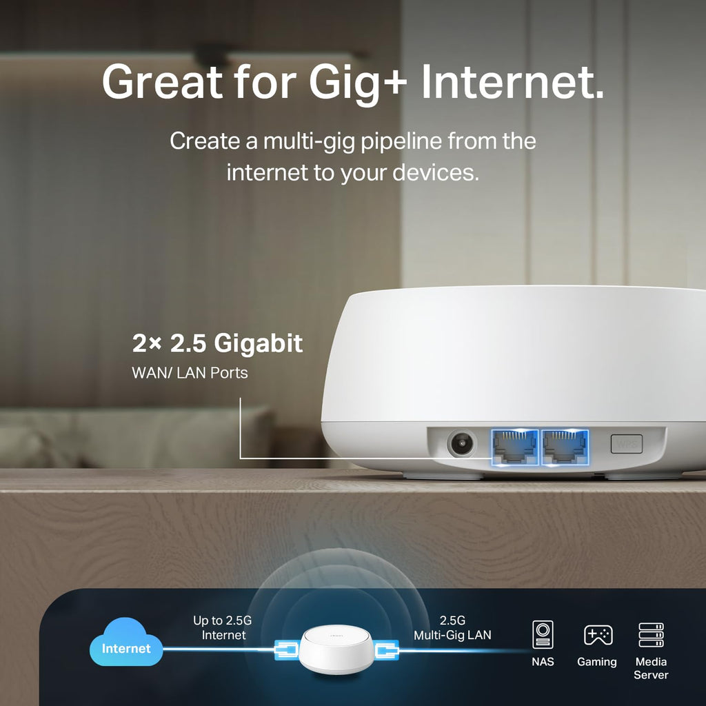 TP-Link Deco 7 BE23 Dual-Band BE3600 WiFi 7 Mesh Wi-Fi System, 3-Pack