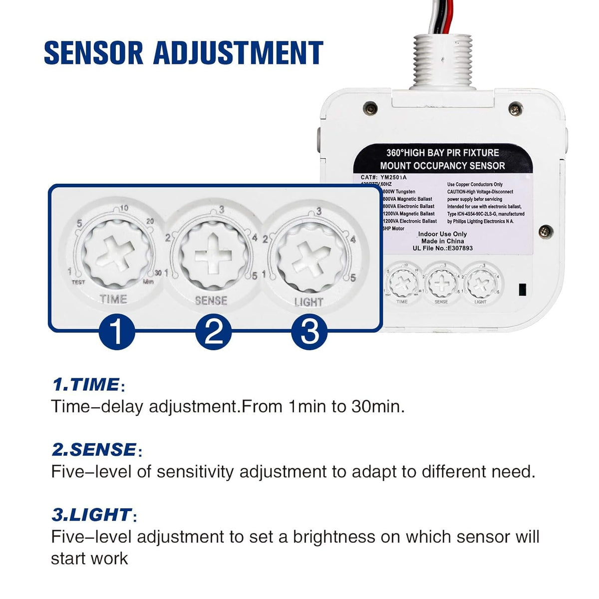ECOELER High-Bay Occupancy Sensor Switch, 360° Passive Infrared PIR Ceiling Sensor, 120-277VAC, Neutral Wire Required, Automatic Commercial/Residential Lighting Solution, UL Listed, 10 Pack