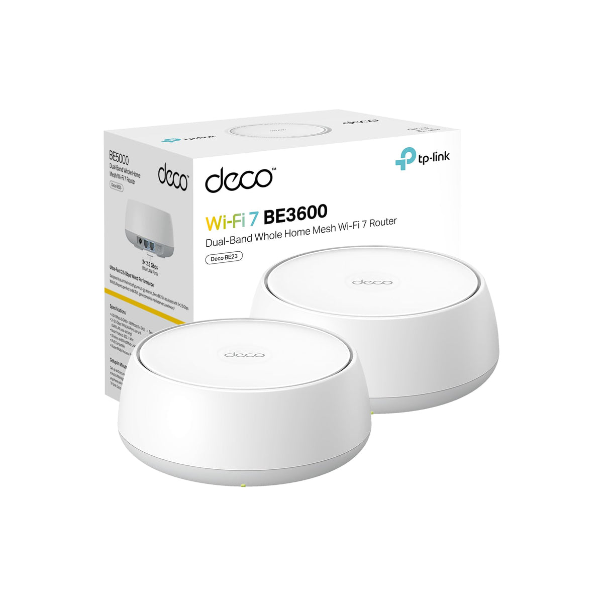 TP-Link Deco 7 BE23 Dual-Band BE3600 WiFi 7 Mesh Wi-Fi System, 3-Pack