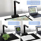 Large Format Book & Document Scanner, Capture Size A2/A3, 26MP USB Document Camera with Auto-Flatten, Fingerprint Removal Technologies, Multi-Language OCR, Compatible with Windows & macOS