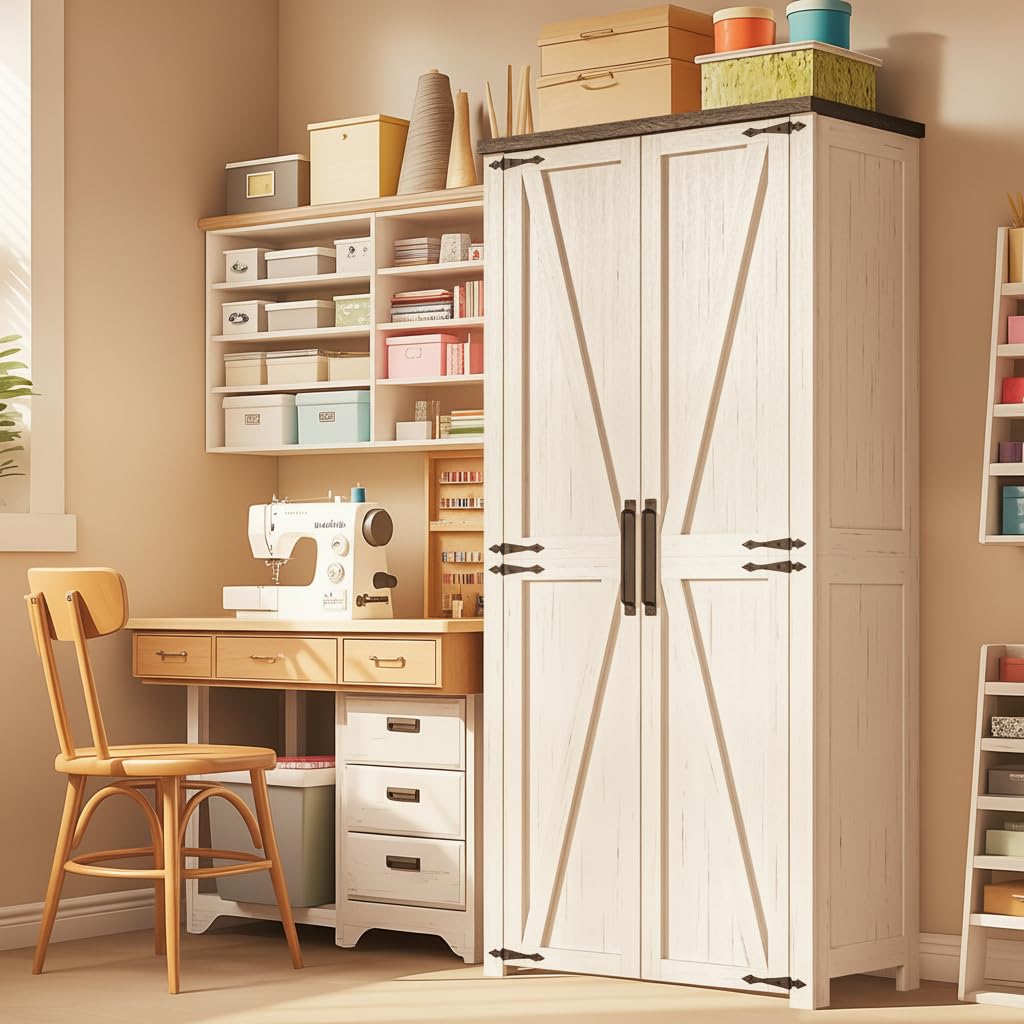 72" H Craft Storage Cabinet with LED Lights