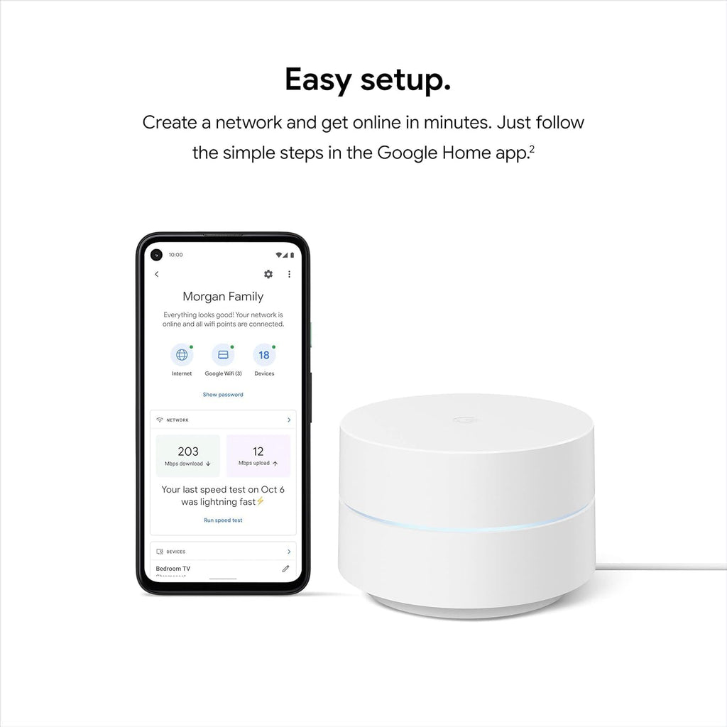 Google WiFi - AC1200 - Mesh WiFi System - WiFi Router - 4500 Sq Ft Coverage - Non-Retail Packaging - 3 Pack - Snow
