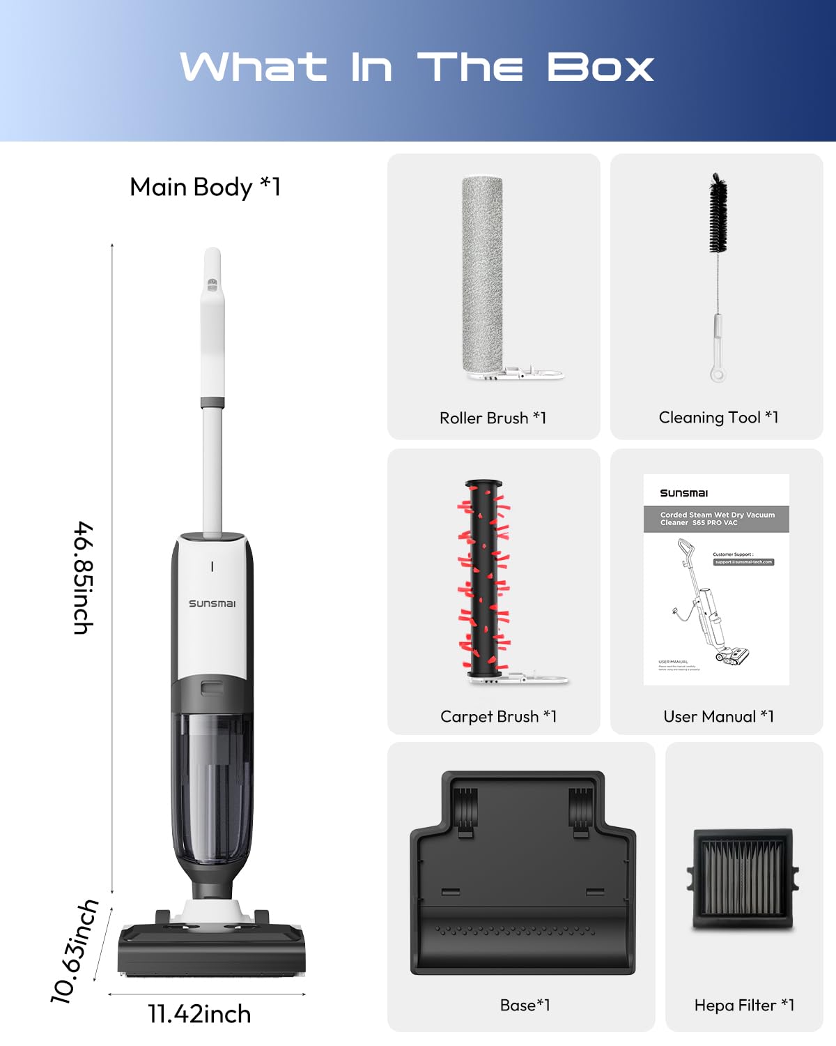 Wet Dry Vacuum Steam Mops, 4-in-1 Steam Vacuum Cleaner for Floor Cleaning