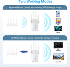 WiFi Extender 2026 AC1200 Dual Band 5GHz/2.4GHz Signal Booster Up to 15,999 Sq.ft, 3-in-1 Wireless Repeater Router Amplifier for Home with Ethernet Port