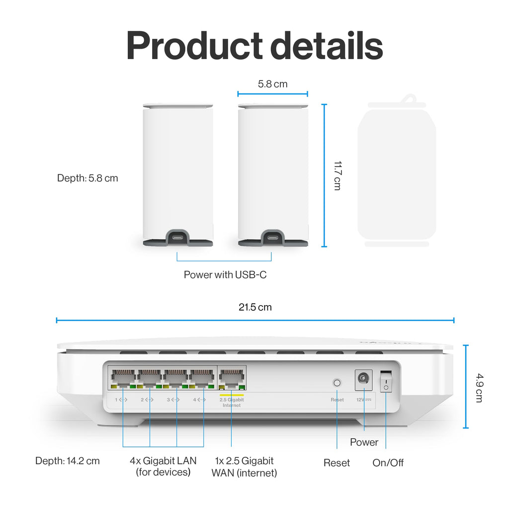Linksys Multi-gig Micro Mesh WiFi 6 System | Connect 100+ Devices | Up to 5,000 Sq Ft | Speeds of up to 3.0 Gbps | 3Pk | No App Required | 2024 Release