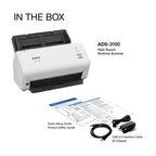 Brother ADS-3100 High-Speed Desktop Scanner | Compact with Scan Speeds of Up to 40ppm, White