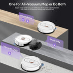 Bagotte Robot Vacuum and Mop Combo, 6000Pa LiDAR Navigation Robotic Vacuum with Mapping, Self-Emptying Station for 90 Days Hands-Free Cleaning, Wi-Fi/App/Voice Control, for Carpets&Hard Floors