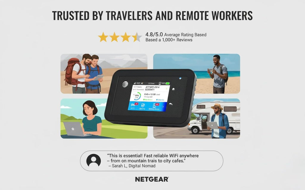AT&T Unite Explore AC815S 4G LTE Mobile Hotspot, Portable WiFi Hotspot for Travel, Rugged IP65 Water & Dust Resistant, Up to 450 Mbps, 20+ Hour Battery, Dual-Band WiFi, (15 Devices) (Premium)