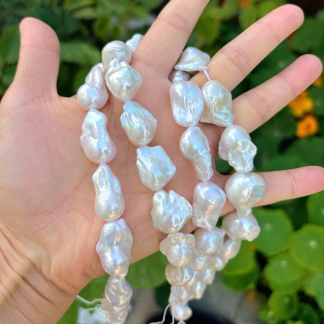Adabele 15 Inch Real AAA High Luster Natural Baroque Pearl Beads 14mm-25mm