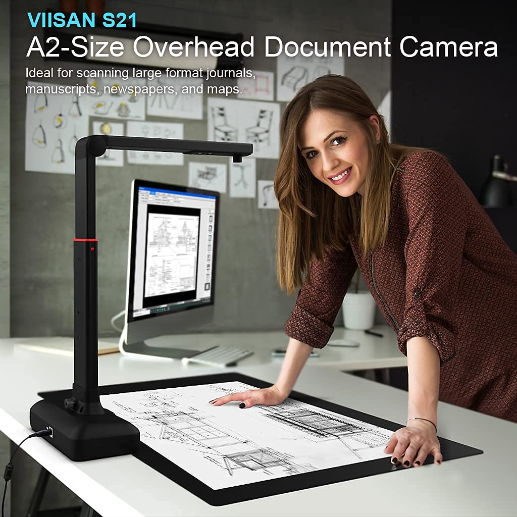 Large Format Book & Document Scanner, Capture Size A2/A3, 26MP USB Document Camera with Auto-Flatten, Fingerprint Removal Technologies, Multi-Language OCR, Compatible with Windows & macOS