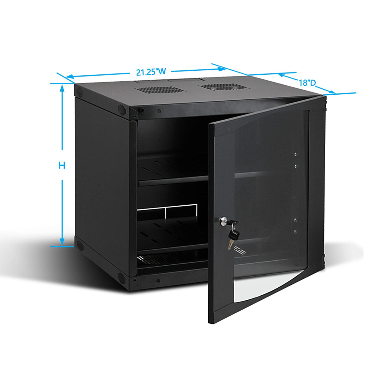 Wall Mount Server Cabinet for Networking Data Home Video WiFi Internet System with 12 inch Install Depth (6U 450mm deep)