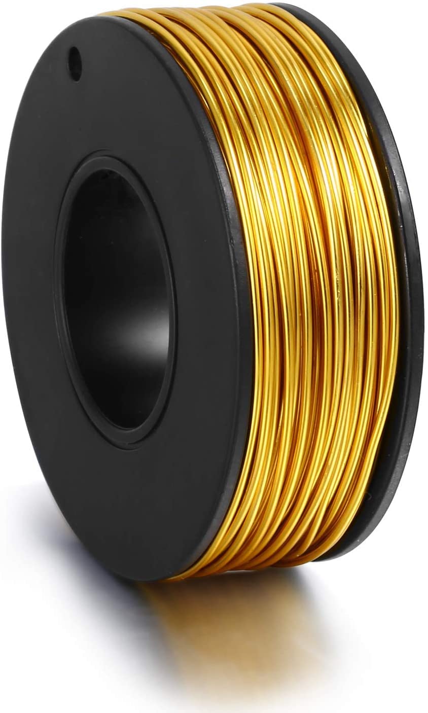 14k Gold Plated Jewelry Making & Beading Wire for Gemstone Wrapping, Art Craft DIY Cord NOT Tarnish 36 to 16 Gauges (17 Gauge, 10 feet)