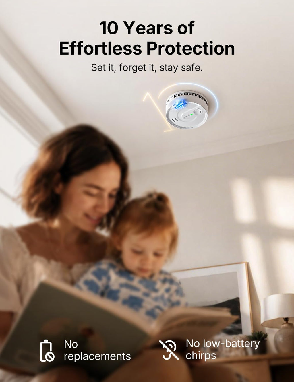 X-Sense Interconnected Smoke Detector, 10-Year Battery, SD20-W, 6-Pack