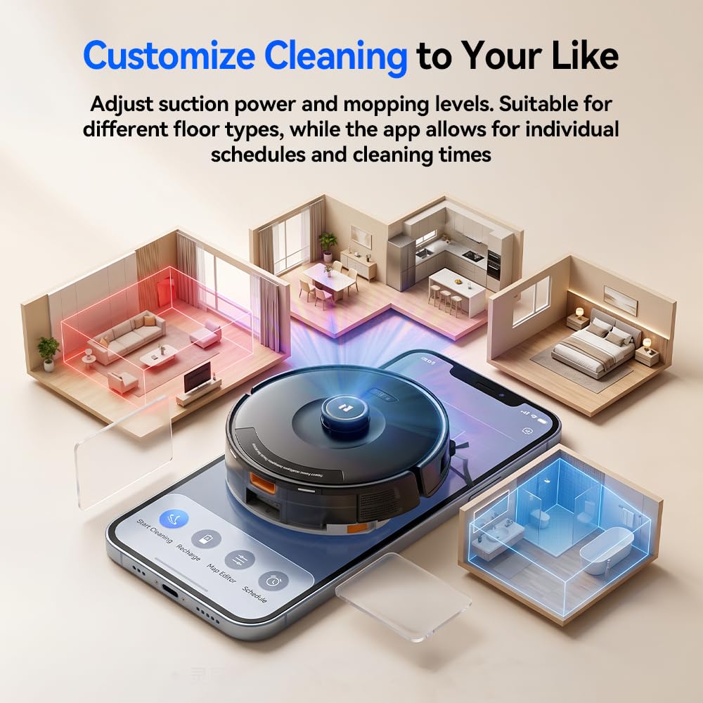 38,000Pa Robot Vacuum Robot Vacuum Mop,Vacuum Robot 120Day Self Emptying,Lidar Navigation,5G 2.4GWiFi APP Aspirateur Robot,Self-Charging Robot Vacuums for Pet,Floor,Carpet R11Max Black