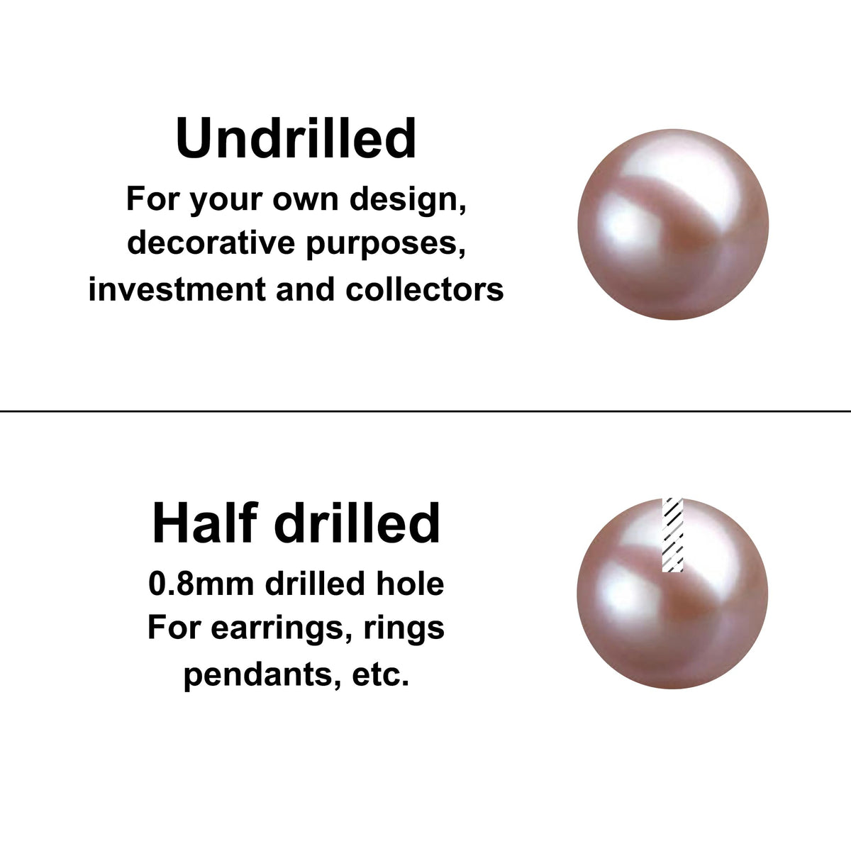 Pair of Japanese Freshwater Loose Cultured Pearls AAAA Graded Lavender Color 5-10mm Half Drilled or Undrilled for Jewelry Making Rings, Pendants, Earrings Add On Beads – Orien Jewelry