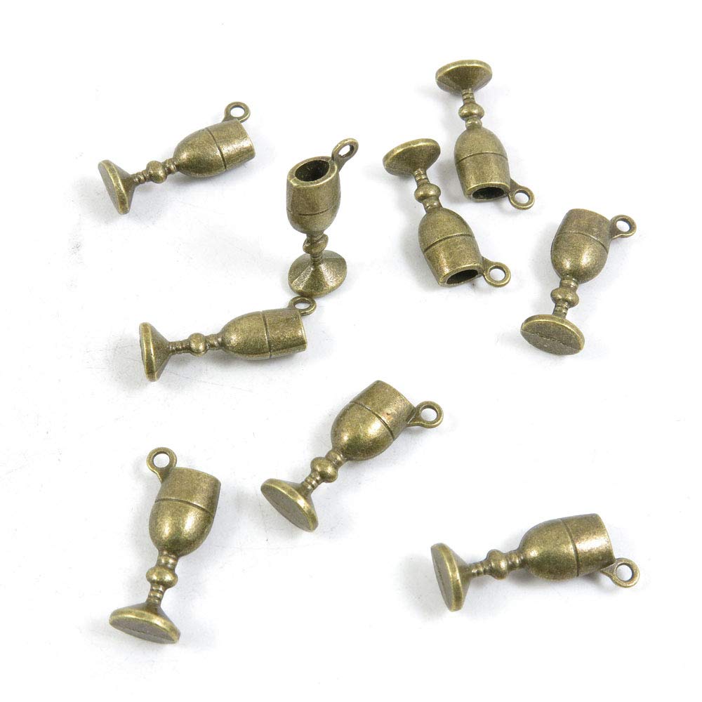 Antique Bronze Tone Jewelry Charms Findings Arts Crafts Beading Making Charmes A1CH6M Wine Cup Glass Goblet