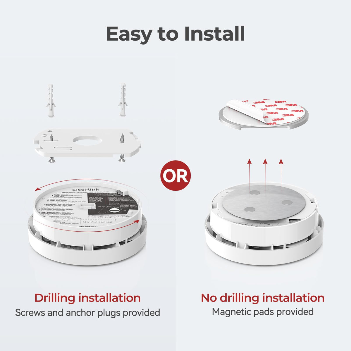 SITERLINK Smoke Detectors 10 Year Battery Backup UL217 ,GS525A 12 Pack