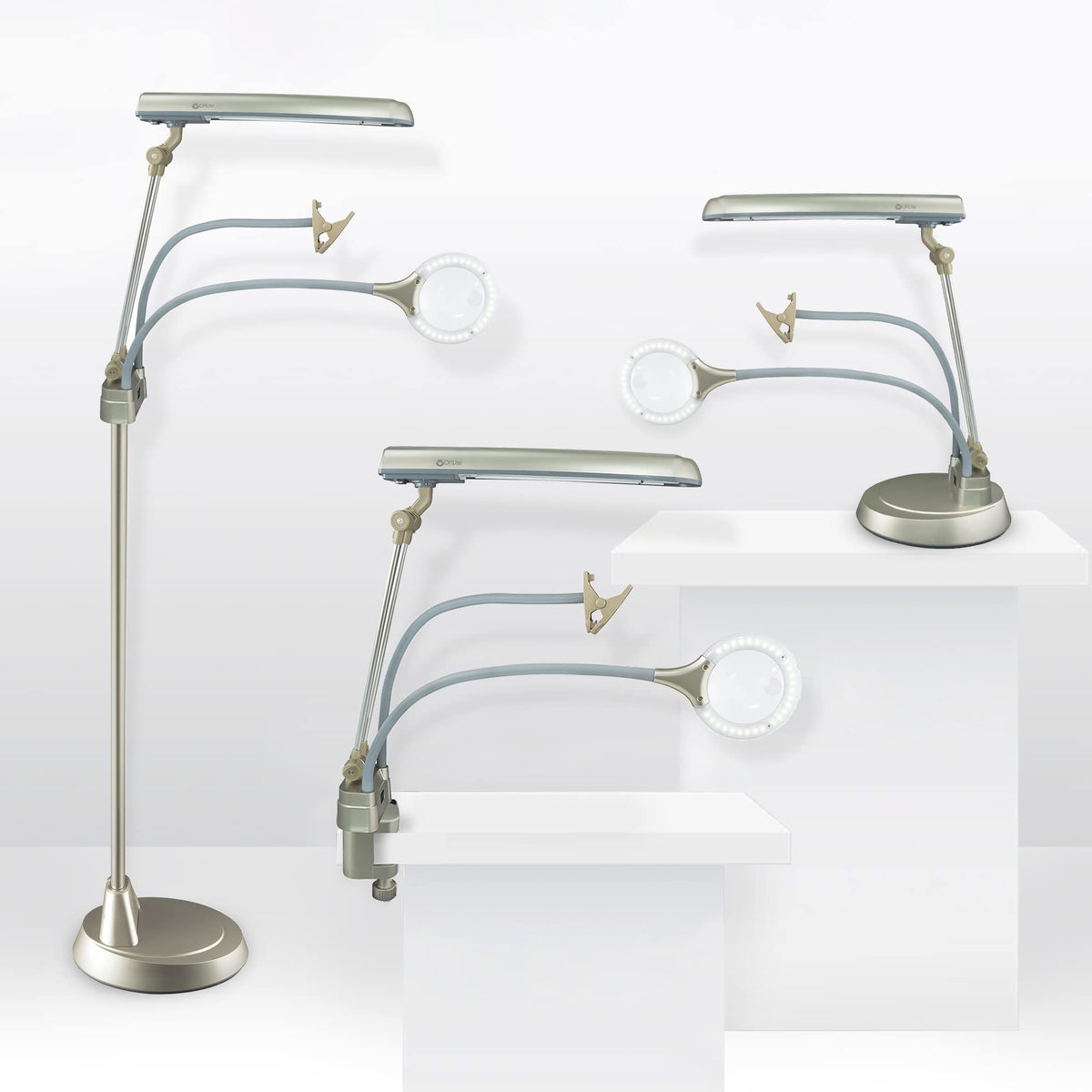 OttLite Ultimate LED 3-in-1 Creative Station with Magnifier, Champagne