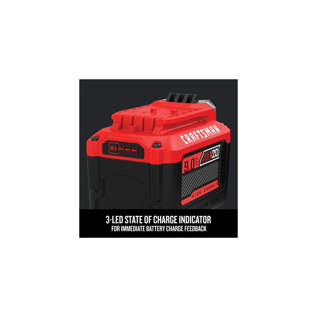 CRAFTSMAN V20 Lithium Ion Battery for Power Tools, 9 Ah, LED Charge Indicator (CMCB209)