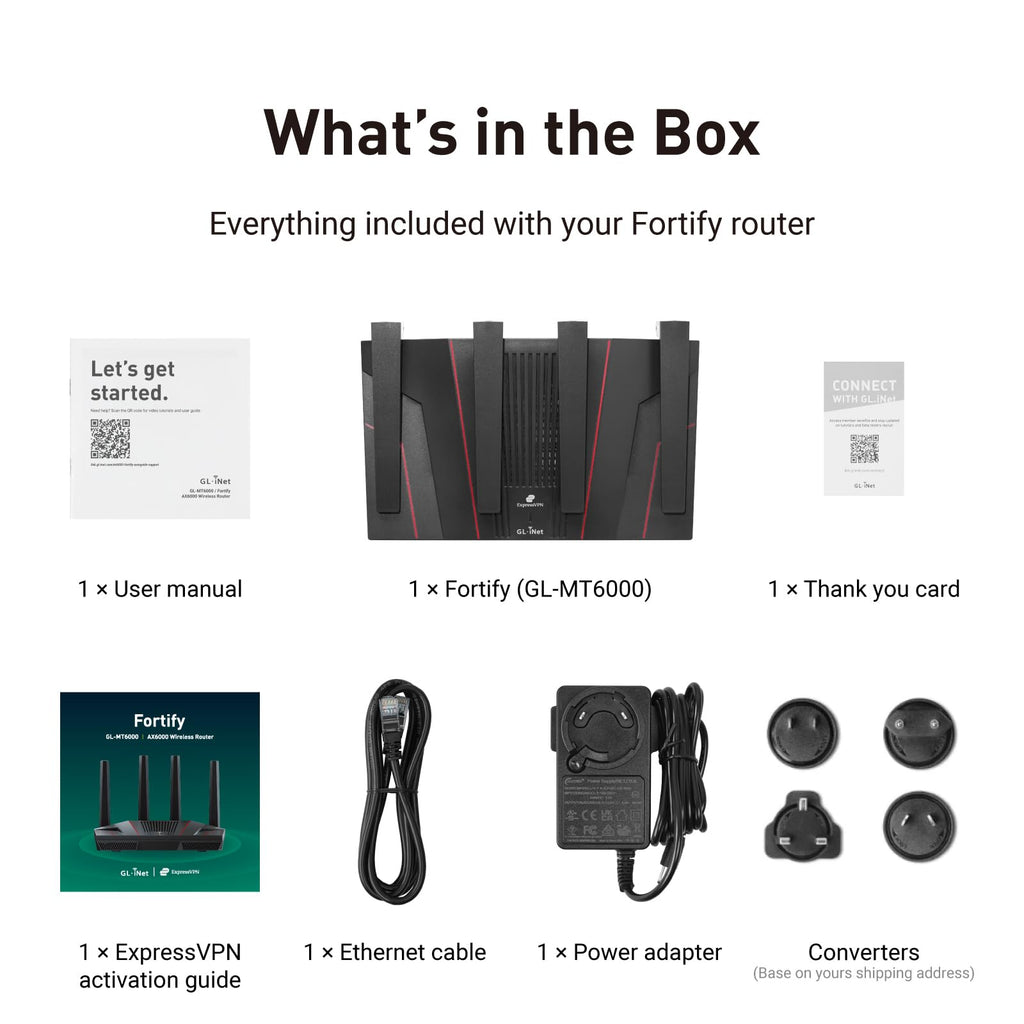 GL.iNet Fortify (GL-MT6000) AX6000 Wi-Fi 6 Router with Built-in ExpressVPN