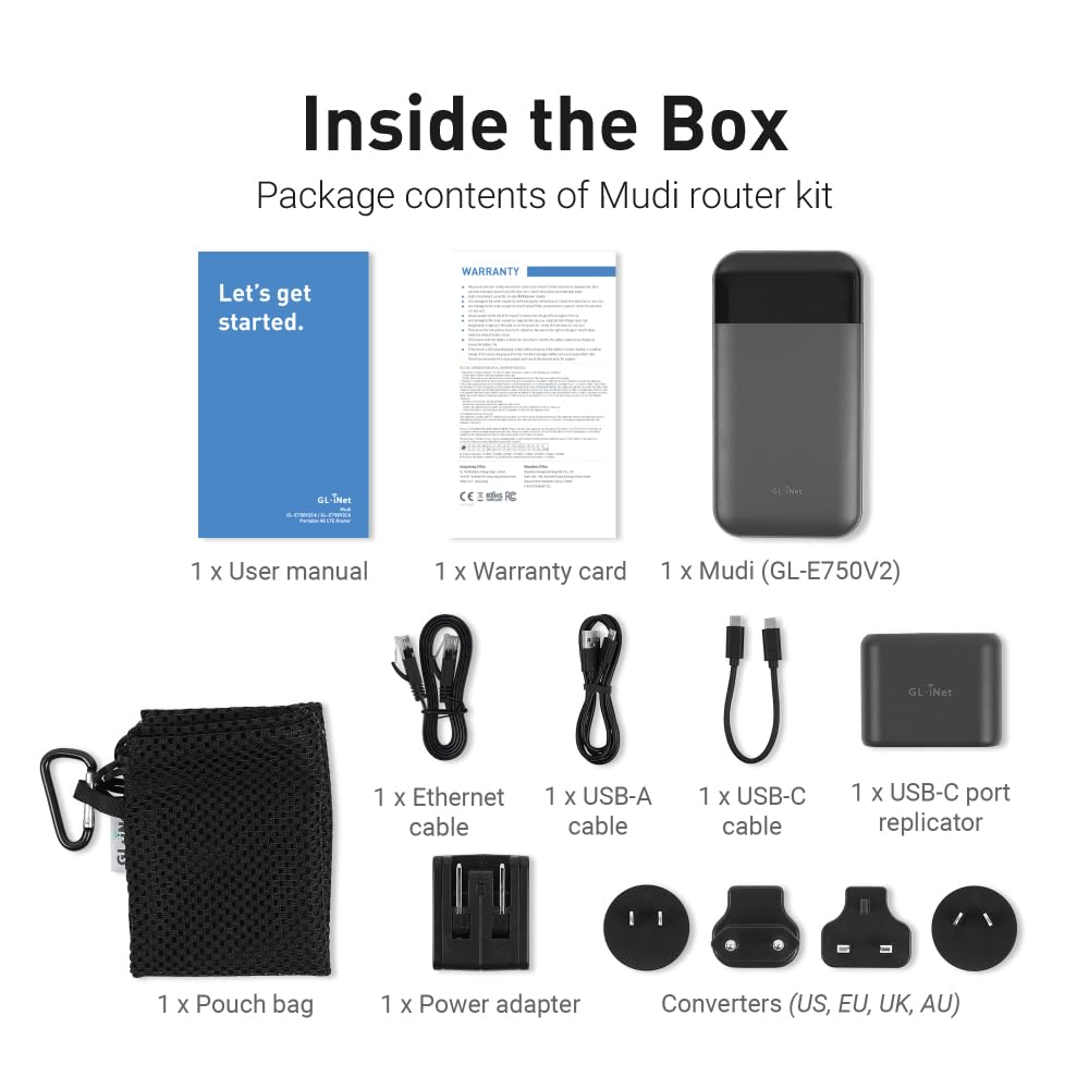 GL.iNet GL-E750V2 MUDI 4G LTE Portable Travel Router with SIM Card Slot