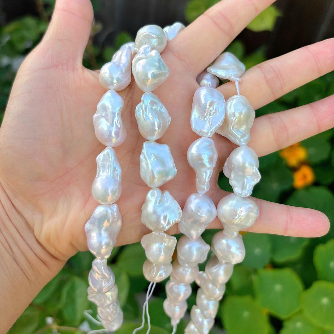 Adabele 15 Inch Real AAA High Luster Natural Baroque Pearl Beads 14mm-25mm