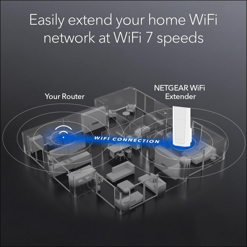 NETGEAR Nighthawk WiFi 7 Extender EXS27, up to 1,500 sq ft, 5 Gbps