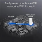 NETGEAR Nighthawk WiFi 7 Extender EXS27, up to 1,500 sq ft, 5 Gbps